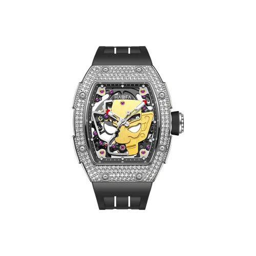 HaofaTourbillon Automatic Mechanical Movement Rubber Strap Watch Men's Watches Cut Out Dial