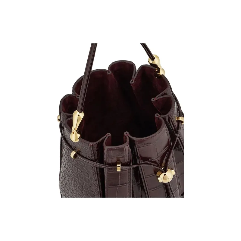FERRAGAMO Calfskin Suede Bucket Bags Crossbody Bag Shoulder Bag Women's Deep Red-4