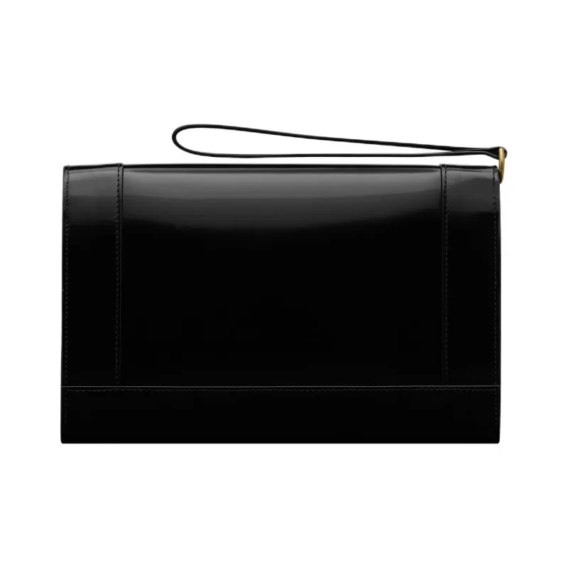 SAINT LAURENT Leather Clutch Medium Size Women's Black-2