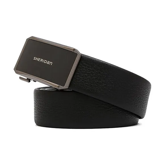 SHERIDan Business Elite Alloy Automatic Buckle Cow Leather Belt Men's Black-1