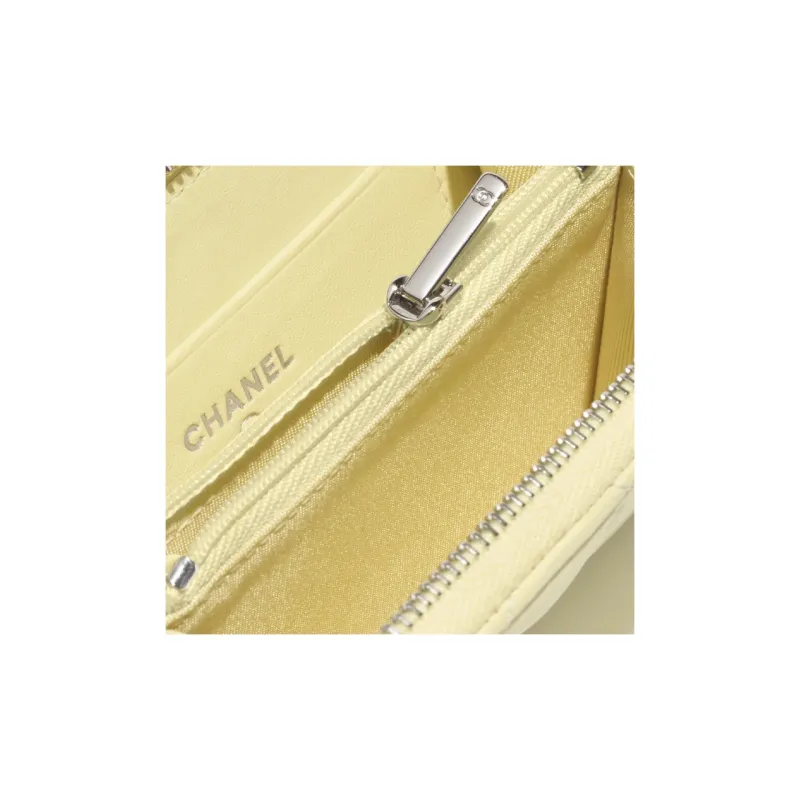 CHANEL Sheepskin Coin Purse Women's Yellow-2