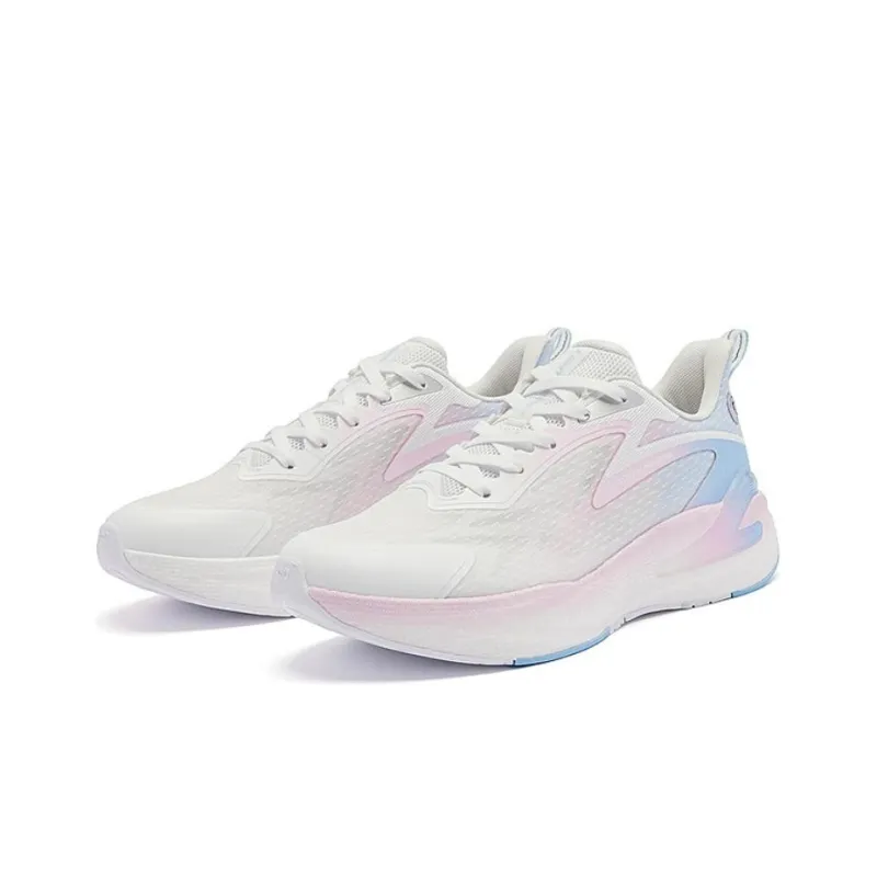 QIAODAN No Fear Of SE Cushioned Slip Resistant Breathable Low Top Running Shoes Women's White Pink-2