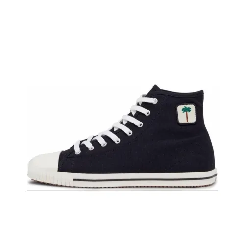 PALM ANGELS High Top Vulcanized Sneaker Black White
