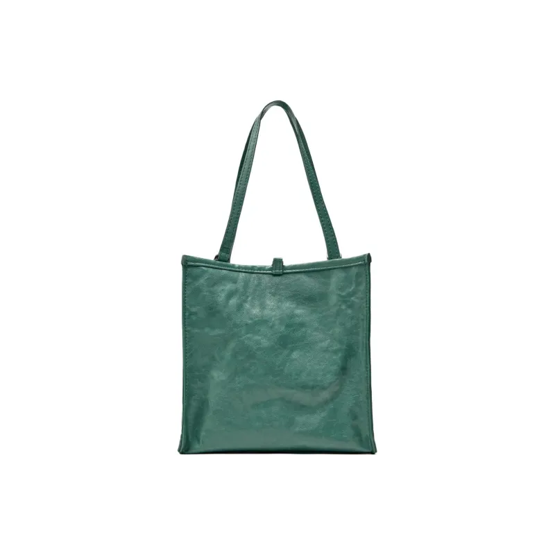 ZARA Polyurethane Tote Bag Shopping Bag Shoulder Bag Handbag Large Size Women's Green-0