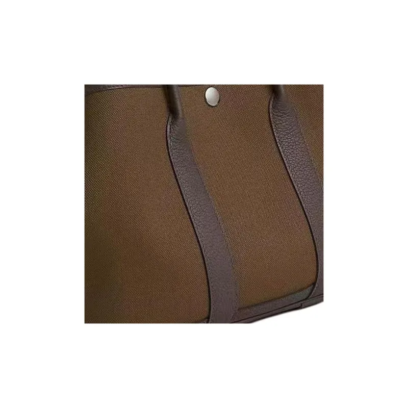 HERMES Garden Party Canvas With Leather Garden Bag Handbag Unisex Toundra Original & Ebony-1