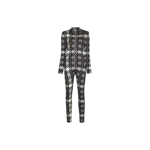 PERFECT MOMENT Star Gingham Long-sleeve Performance Jumpsuit