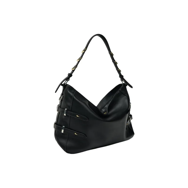 ZARA Polyurethane Portable Crossbody Bag Shoulder Bag Women's Black-1