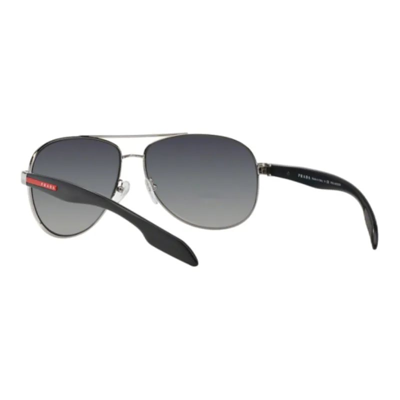 PRADA Plastic Metal Irregular Shape Sunglasses Men's Silver-3