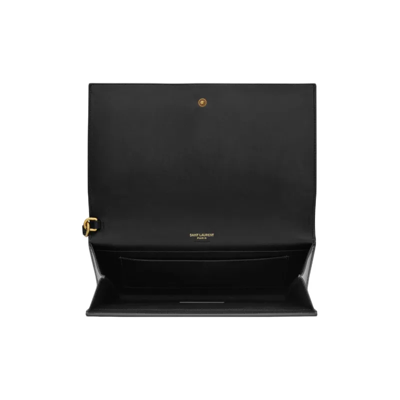 SAINT LAURENT Leather Clutch Medium Size Women's Black-3