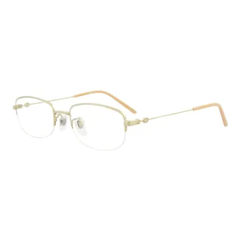 GUCCI Metal Irregular Shape Eyeglass Frames Men's Yellow
