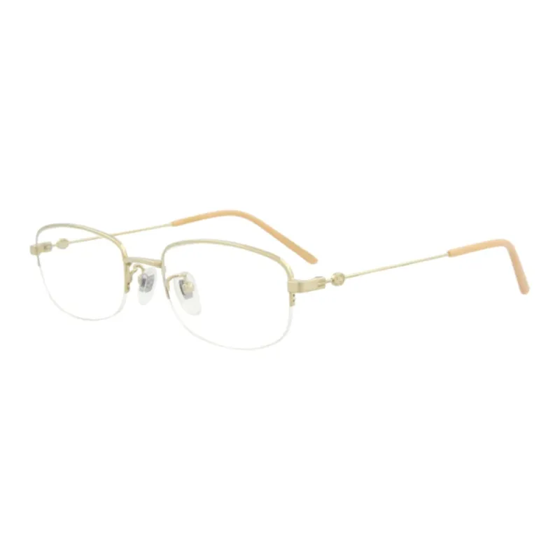 GUCCI Metal Irregular Shape Eyeglass Frames Men's Yellow-0