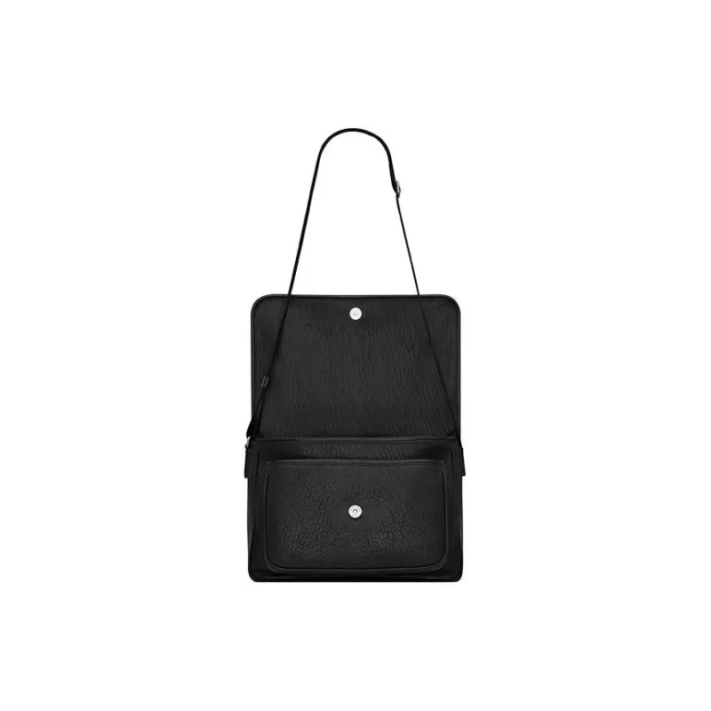 SAINT LAURENT Sheepskin With Fabric Messenger Bag, Portable Crossbody Bag, Shoulder Bag Men's Black-4