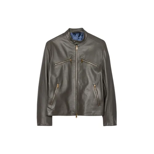 Paul Smith Leather Jackets Men Khaki