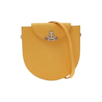 Vivienne Westwood Saffiano Leather Saddle Bag Shoulder Bag Crossbody Bag Women's Yellow