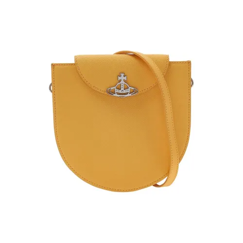 Vivienne Westwood Saffiano Leather Saddle Bag Shoulder Bag Crossbody Bag Women's Yellow