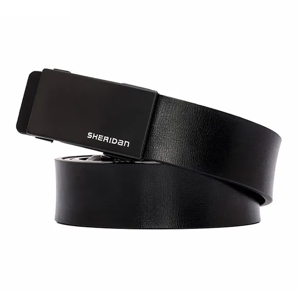 SHERIDan Business Elite Toothless Automatic Buckle Cow Leather Belt Men's Black-2