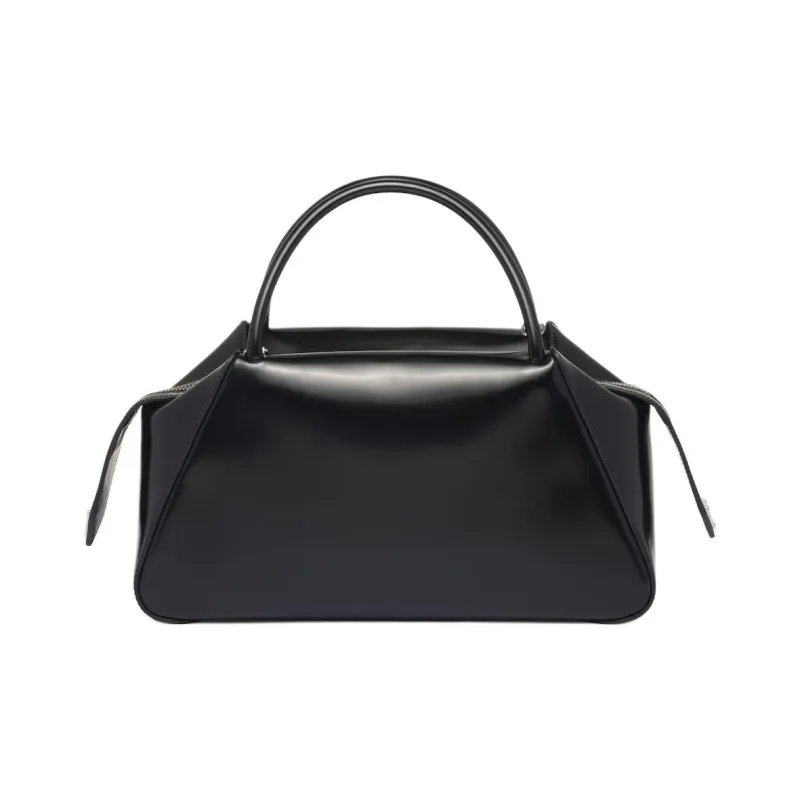 PRADA Brushed Leather Shoulder Bag Crossbody Bag Handbag Medium Size Women's Black-2
