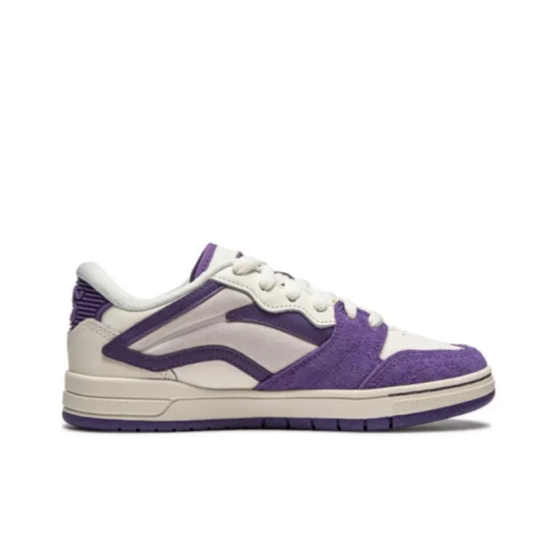 LiNing Anti Slip Wear Resistant Low Top Skateboard Shoes Women's Beige Purple-1