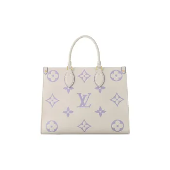 LOUIS VUITTON ONTHEGO Leather Jungle Bag, Tote Bag, Shopping Bag, Handbag Medium Size Women's Ecru & Purple