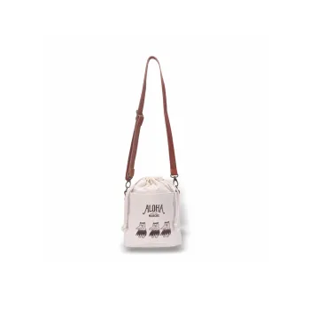 Hello Marche Fabric Bucket Bags Shoulder Bag Crossbody Bag Unisex White