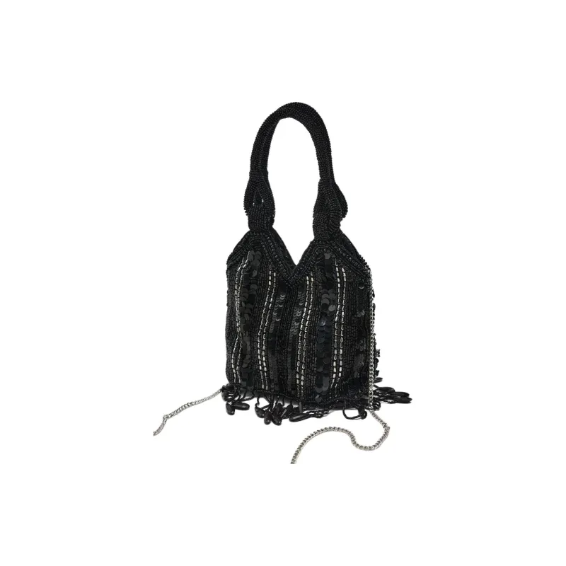 ZARA Polyester Tassel Bag Handbag Crossbody Bag Small Size Women's Black-3