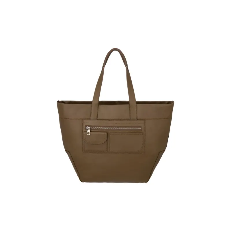 ZARA Cow Leather Tote Bag Shopping Bag Shoulder Bag Handbag Large Size Women's Brown-0