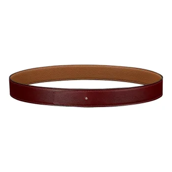 HERMES Double-Sided Usable Leather Belts Women's Burgundy/Brown Width: 3.2cm