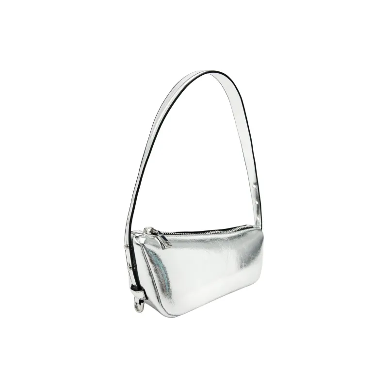 ZARA Polyurethane Handbag Shoulder Bag Small Size Women's Silver-1