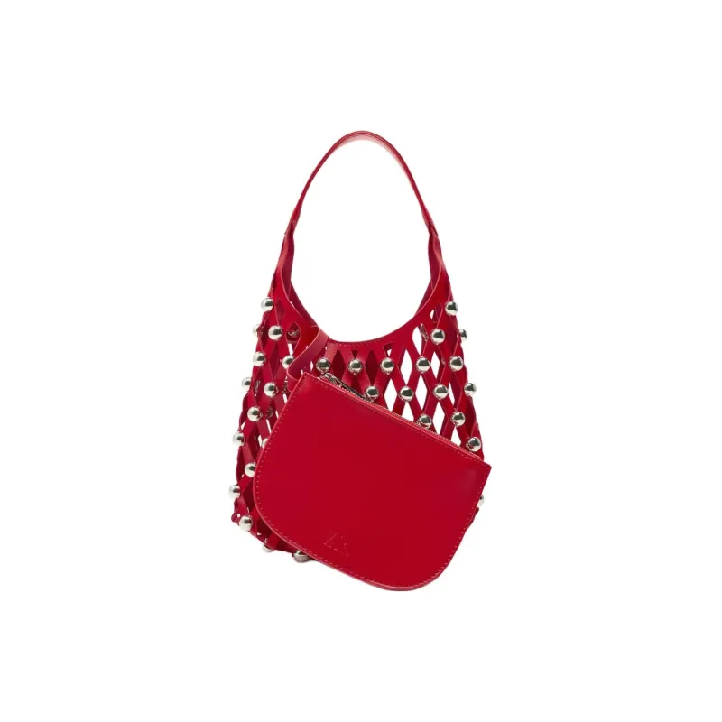 ZARA PU Handbag Shoulder Bag Crossbody Bag Mini Women's Red-4