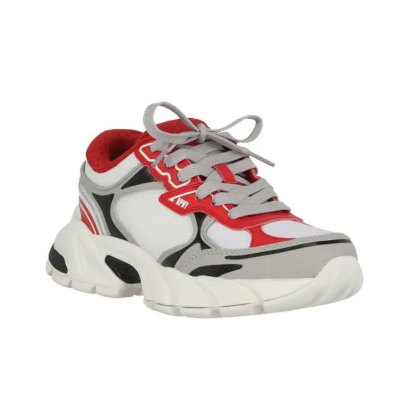 HERON PRESTON Block Stepper Low-Top Sneaker White Red-1