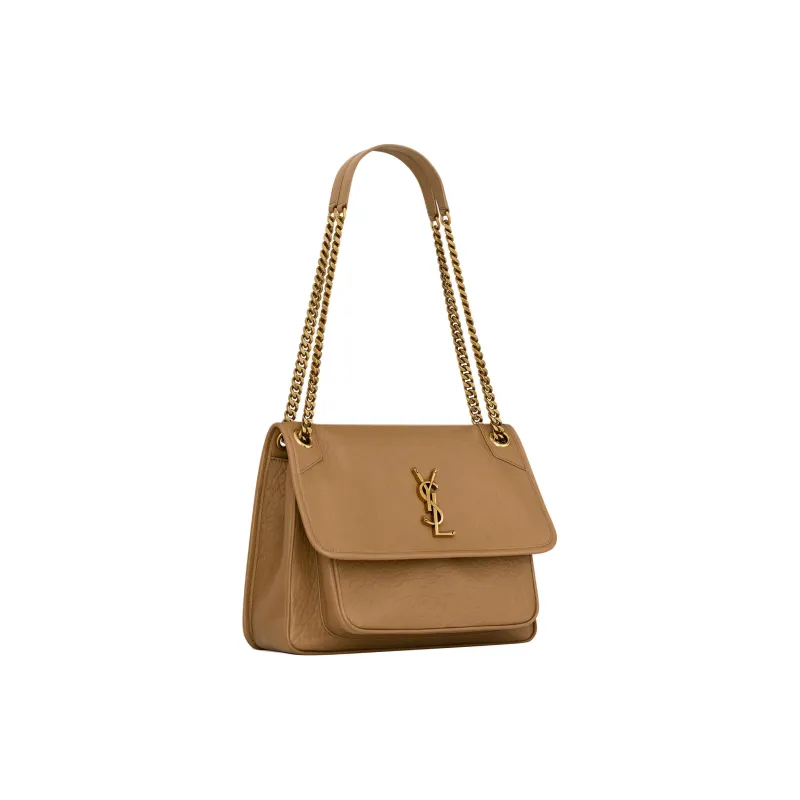 SAINT LAURENT Grain Sheepskin Shoulder Bag, Crossbody Bag Medium Size Women's Brown-1