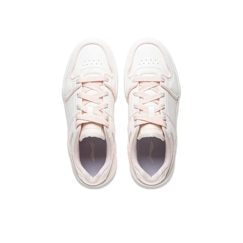 LiNing Cheese Anti Slip Wear Resistant Low Top Skateboard Shoes Women's White Purple-3