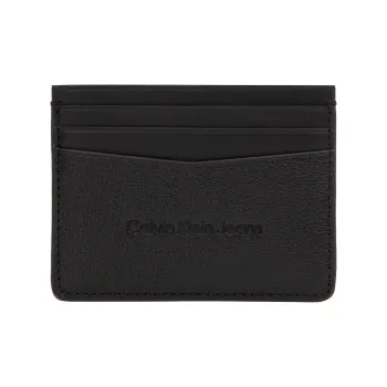 CALVIN KLEIN Cowhide Leather Ticket Holder Card Case Men's Space Black