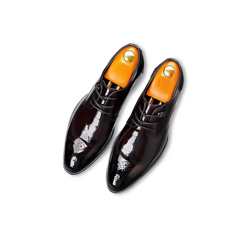 GZZ Dress Shoes Men Low Top Black-7
