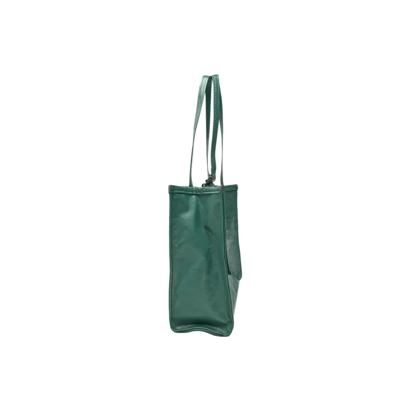 ZARA Polyurethane Tote Bag Shopping Bag Shoulder Bag Handbag Large Size Women's Green-3