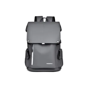 Dusen Kangaroo Oxford, Polyester Backpack Large Size Unisex Dark Gray/Black
