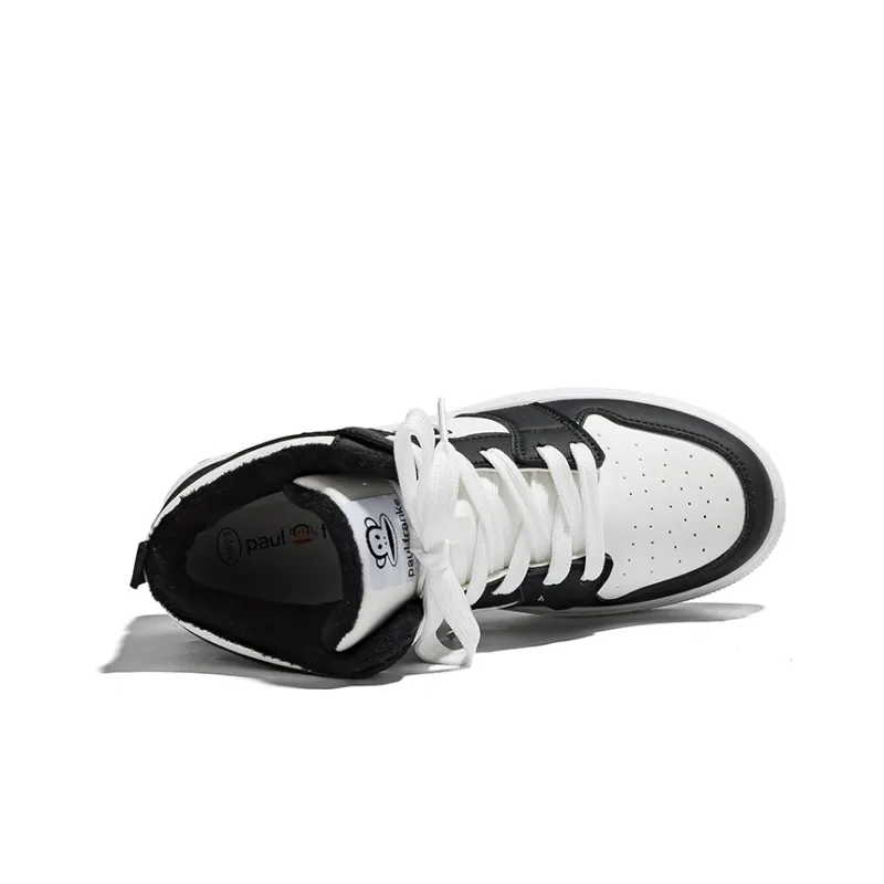 PAUL FRANK Slip Resistant Cushioning High Top Skateboard Shoes Unisex White Black-2