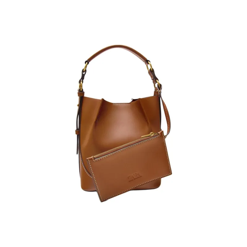 ZARA Polyurethane Bucket Bags Shoulder Bag Crossbody Bag Handbag Small Size Women's Yellow-4