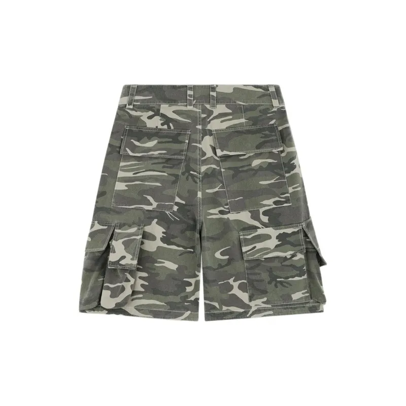 WE11DONE SS24 Cargo Shorts Men's Green Camouflage-1
