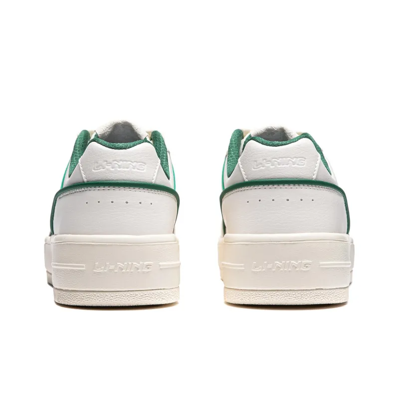 LiNing Cheese Slip-Resistant Low-Top Skateboard Shoes Women's White Green-5