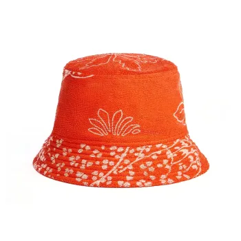 HERMES Cotton Bucket Hats Unisex Orange