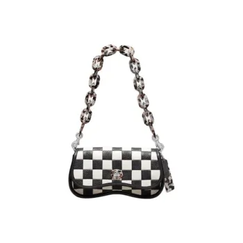 Coachtopia Leather Handbag, Shoulder Bag Women's Black & White