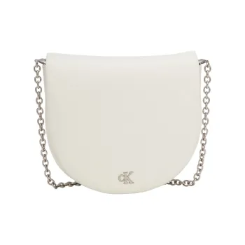 CALVIN KLEIN Synthetic Material Saddle Bag, Crossbody Bag Women's Ivory White
