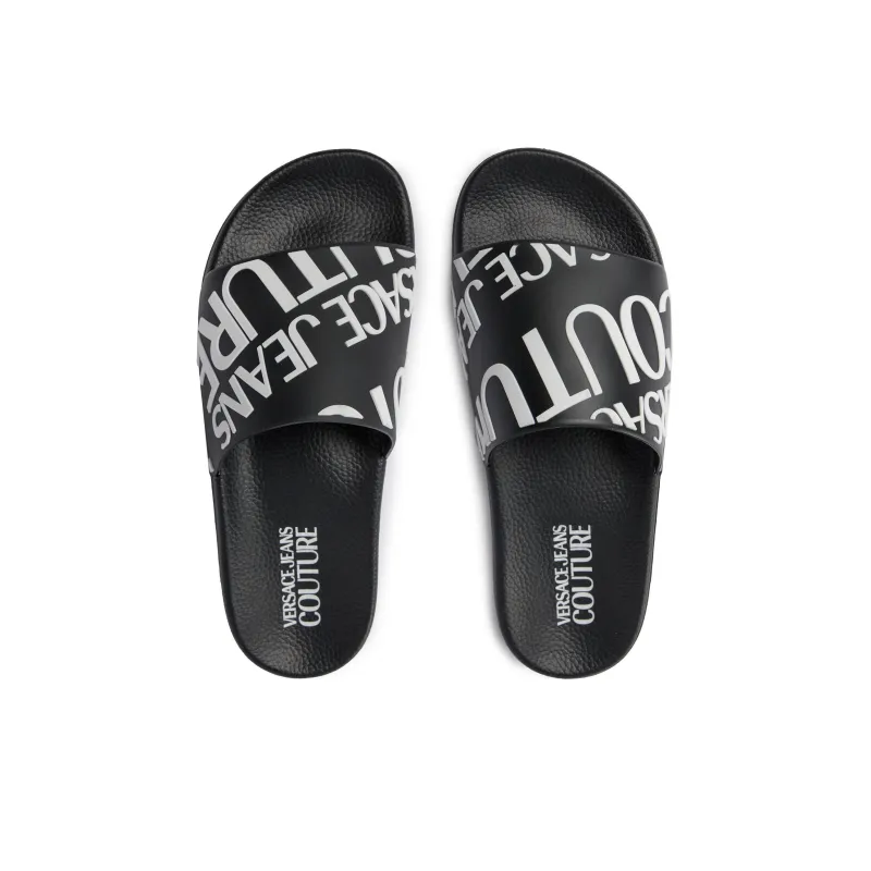 VERSACE JEANS Slide Slippers Women's Black White-3