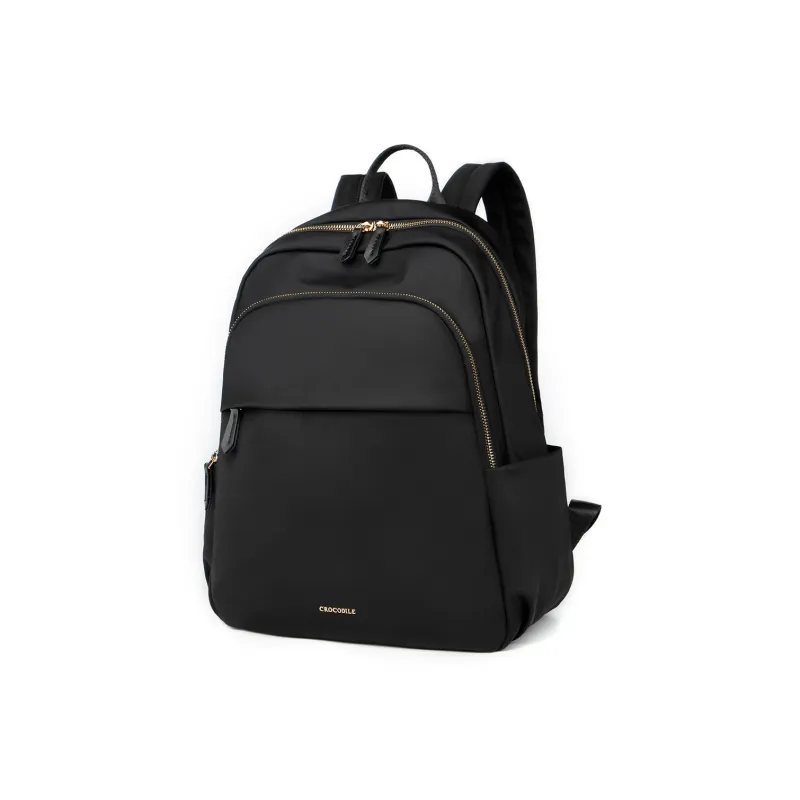 Crocodile Fabric Backpack Medium Size Women's Black/Gray-1