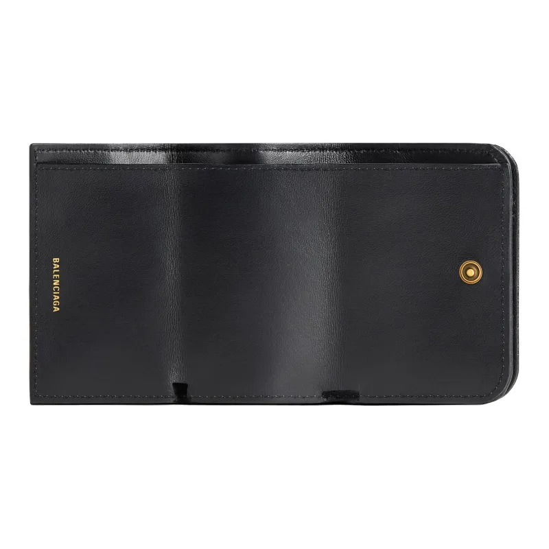 Balenciaga Arena Lambskin Wallet Mini Women's Black-2
