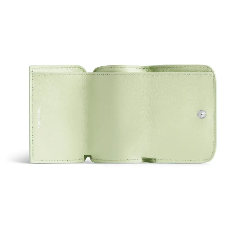 Balenciaga Shiny Calfskin Wallet Mini Women's Green-2