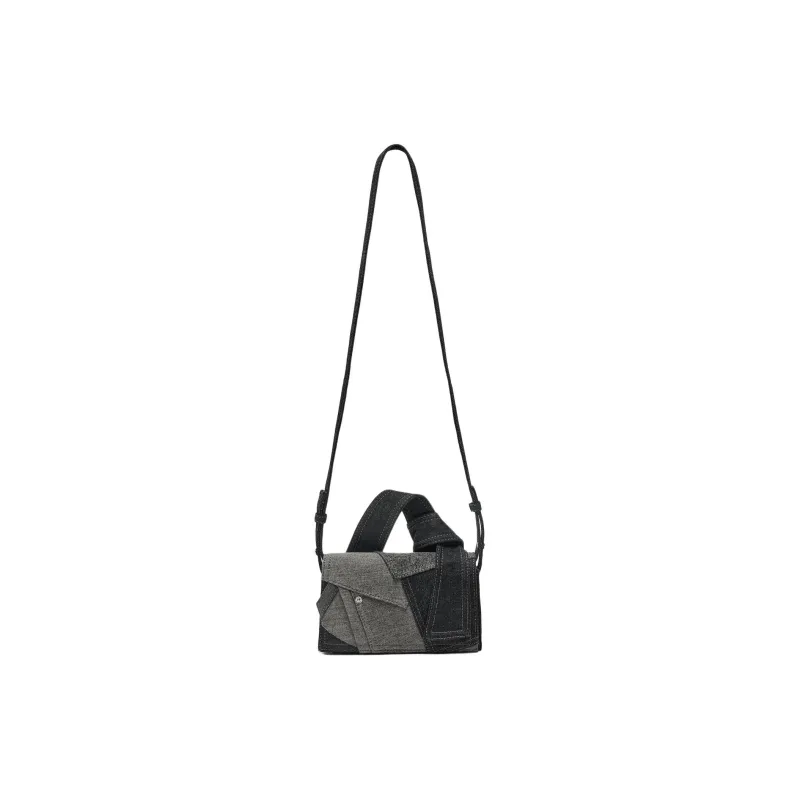 ZARA Denim Handbag Shoulder Bag Crossbody Bag Mini Women's Black & Gray-1