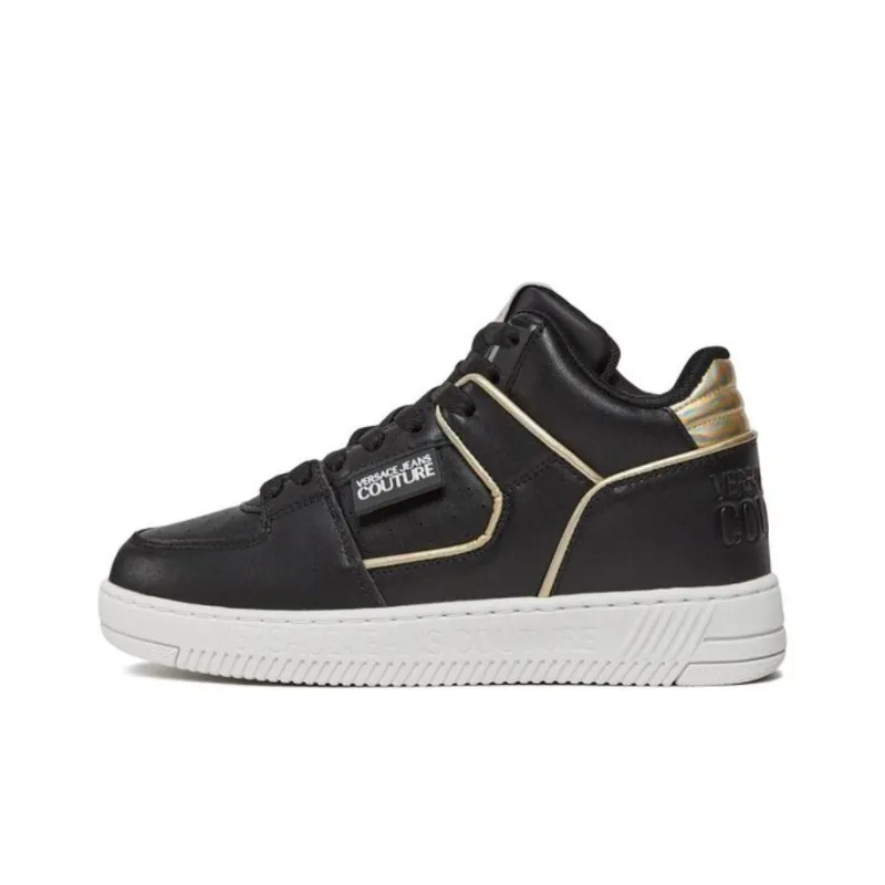 VERSACE JEANS Mid Top Skateboard Shoes Women's Black Gold-0