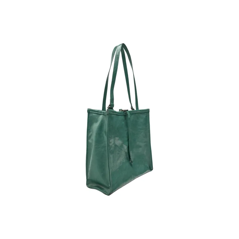 ZARA Polyurethane Tote Bag Shopping Bag Shoulder Bag Handbag Large Size Women's Green-2